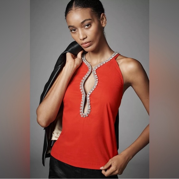 NWT Maeve Red Embellished Blouse - Picture 1 of 6